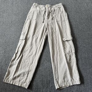 SINCERELY JULES Womens Pants Beige Wide Leg Linen Blend Cargo Bohemian XL